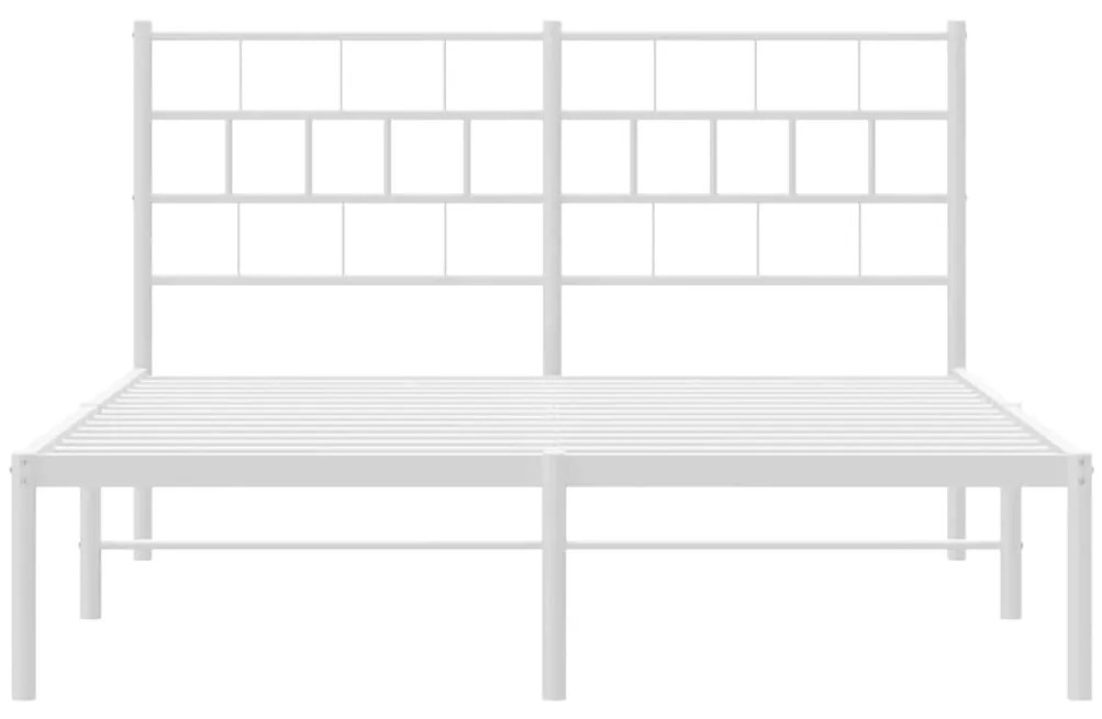 vidaXL Πλαίσιο Κρεβατιού με Κεφαλάρι Λευκό 135 x 190 εκ. Μεταλλικό