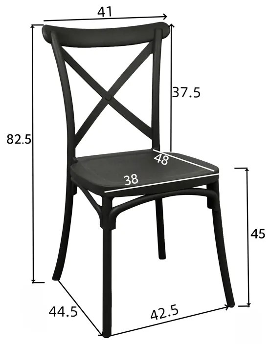 Καρέκλα Crossie pakoworld pp σε απόχρωση μπλε 38x46.5x82εκ