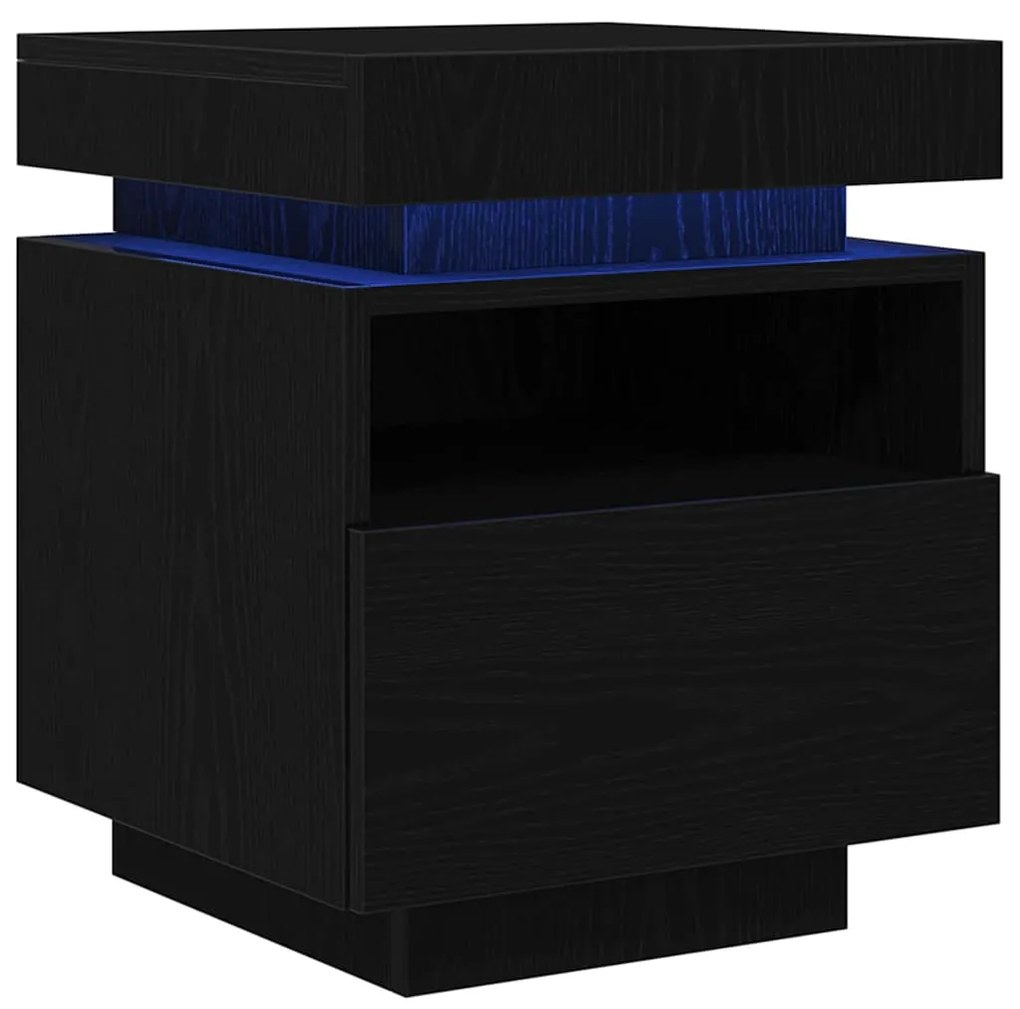 vidaXL Κομοδίνο 2 pcs Μαύρη δρυς 40 x 39 x 48.5 εκ. Επεξεργασμένο ξύλο