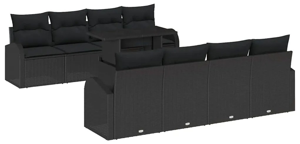 vidaXL Σετ Καναπέ Κήπου με μαξιλάρι 7 pcs Μαύρο Πολυ ράταν