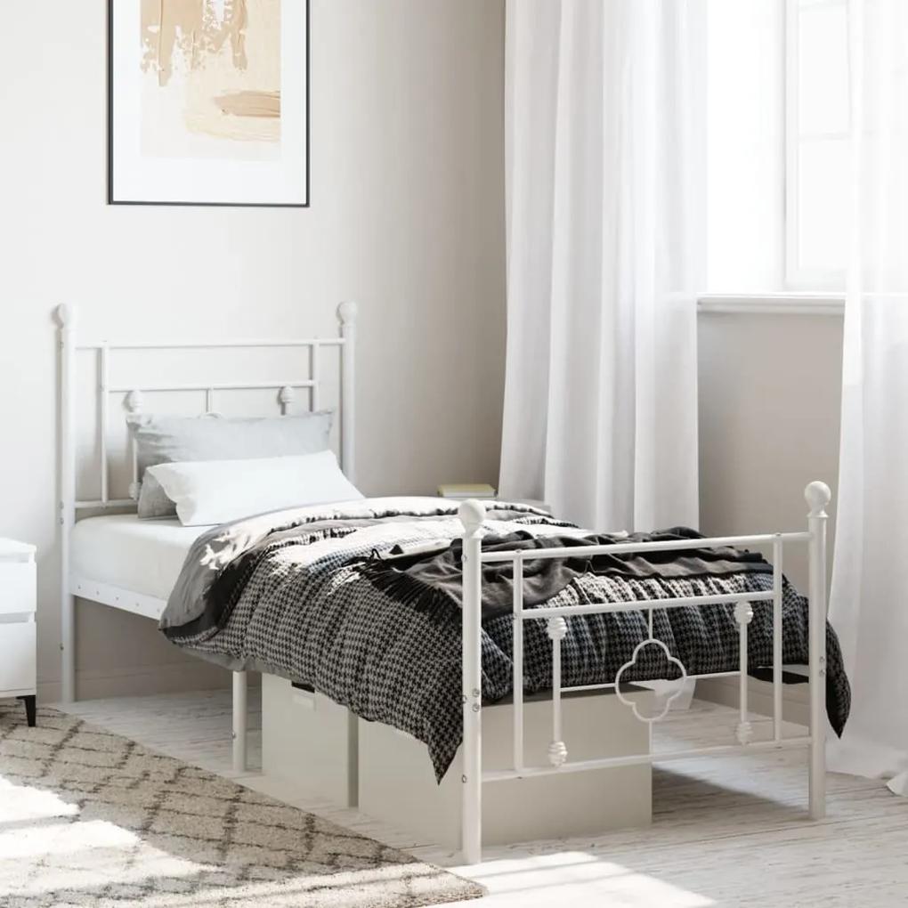 Πλαίσιο Κρεβατιού με Κεφαλάρι/Ποδαρικό Λευκό 80x200 εκ. Μέταλλο