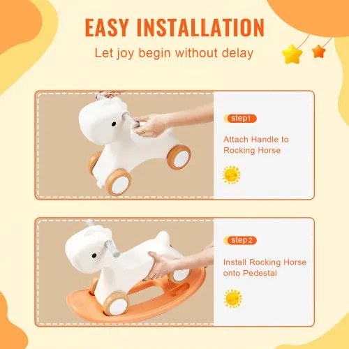 VEVOR 3 in 1 Rocking Horse for Toddlers 1-3 Years, Baby Rocking Horse with Detachable Balance Board and 4 Smooth Wheels, Support up to 80 lbs HDPE Material Kids Ride on Toy, 40° Swinging, Red