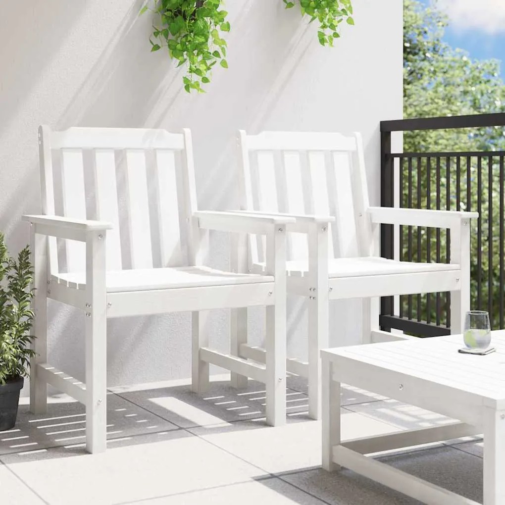 vidaXL Καρέκλα φαγητού κήπου 2 pcs Λευκό 65.5 x 59 x 88 εκ Πλαστικό