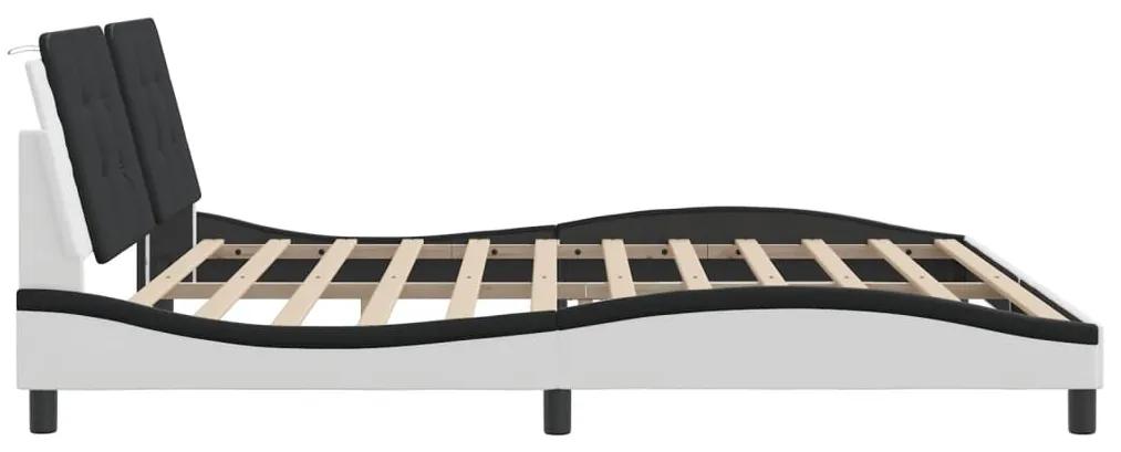 vidaXL Πλαίσιο Κρεβατιού με Κεφαλάρι Λευκό/Μαύρο 200x200εκ.Συνθ. Δέρμα