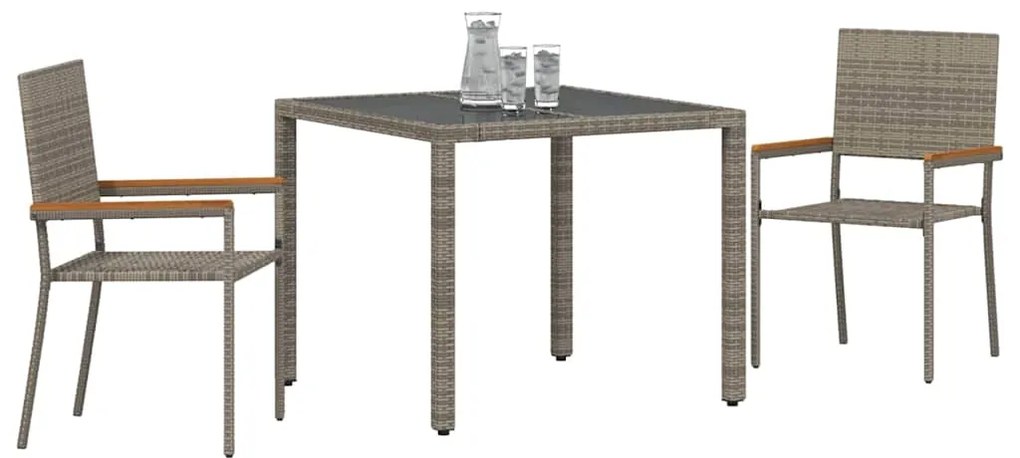 vidaXL Σέτ φαγητού για κήπο 3 pcs Γκρι συνθετικό ρατάν