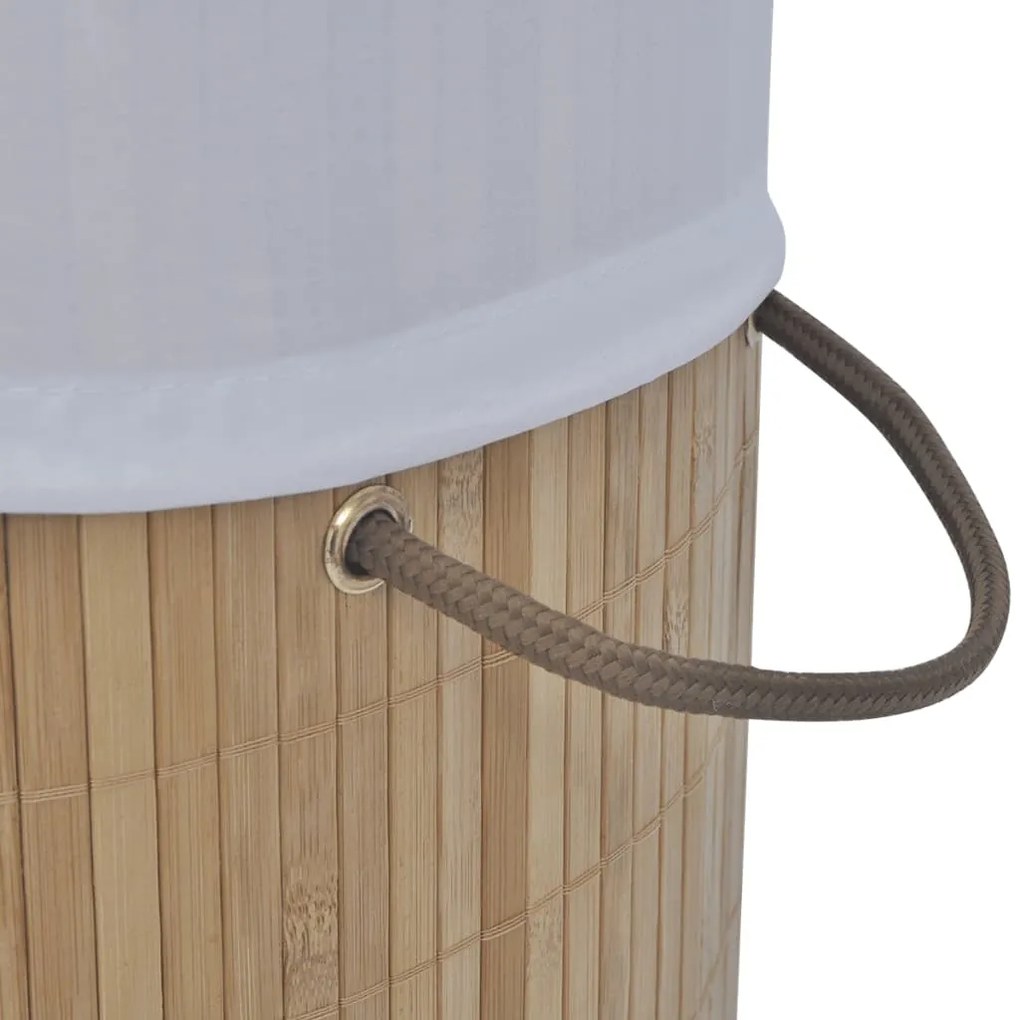 vidaXL 242723 Bamboo Laundry Bin Round Natural