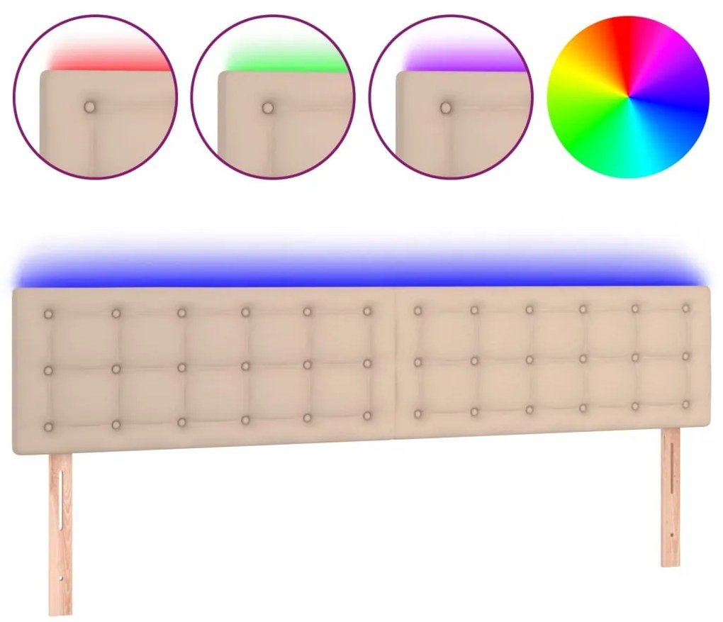 vidaXL Κεφαλάρι Κρεβατιού LED Καπουτσίνο 200x5x78/88 εκ. Συνθετ. Δέρμα