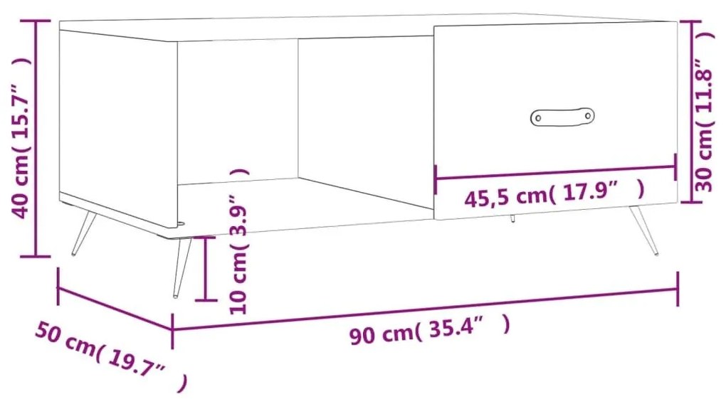 Τραπεζάκι Σαλονιού Γκρι Σκυρ. 90x50x40 εκ. Επεξεργασμένο Ξύλο - Γκρι