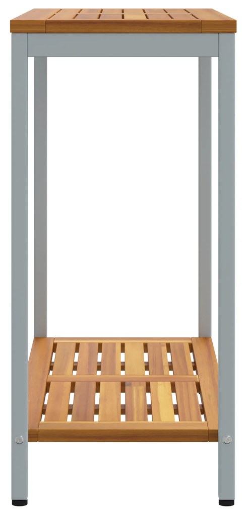 vidaXL Εξωτερικό Τραπέζι Φυσικό & Γκρι 35x80x75 εκ. Μασίφ Ξύλο και Χάλυβας