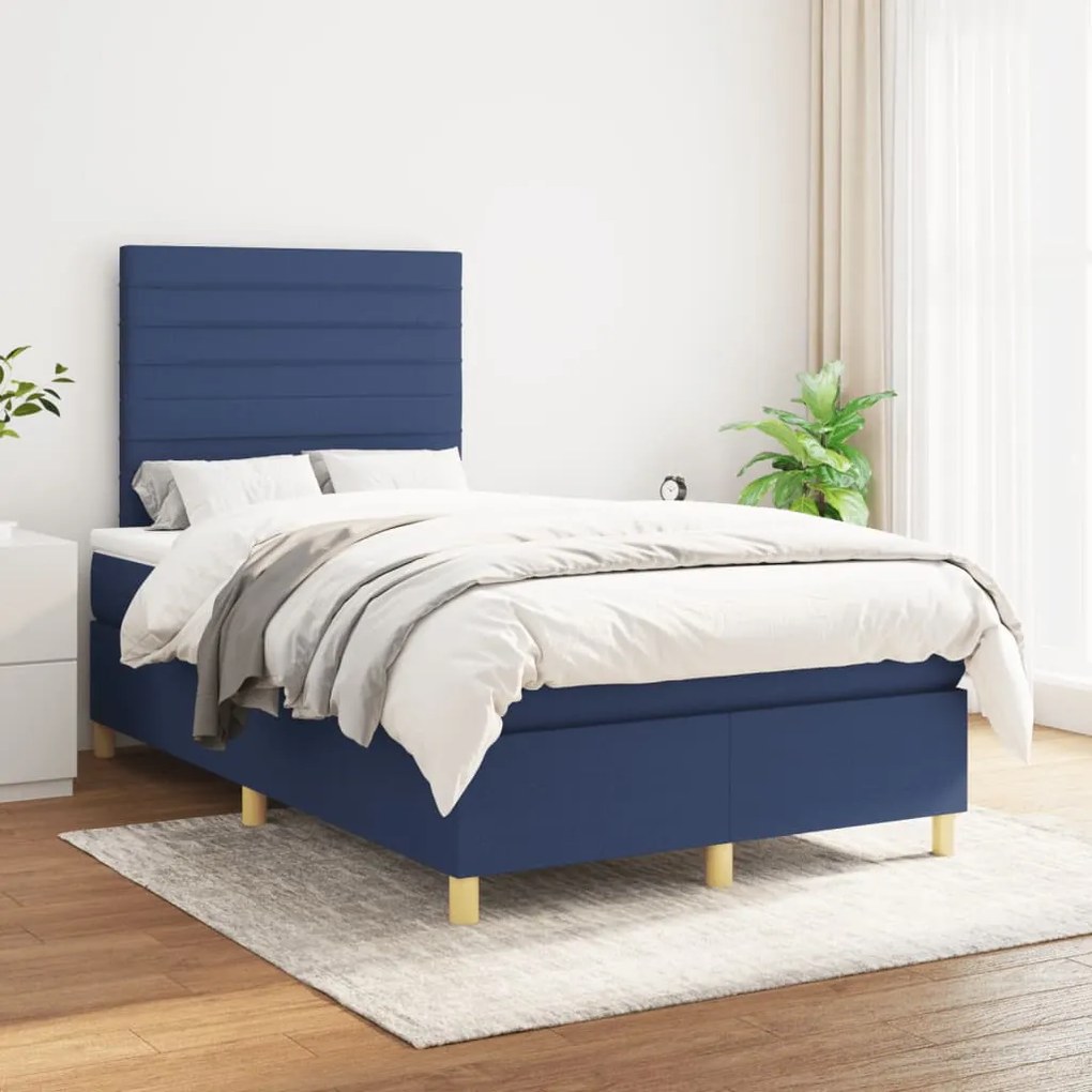 ΚΡΕΒΑΤΙ BOXSPRING ΜΕ ΣΤΡΩΜΑ ΜΠΛΕ 120X190 ΕΚ. ΥΦΑΣΜΑΤΙΝΟ 3269943