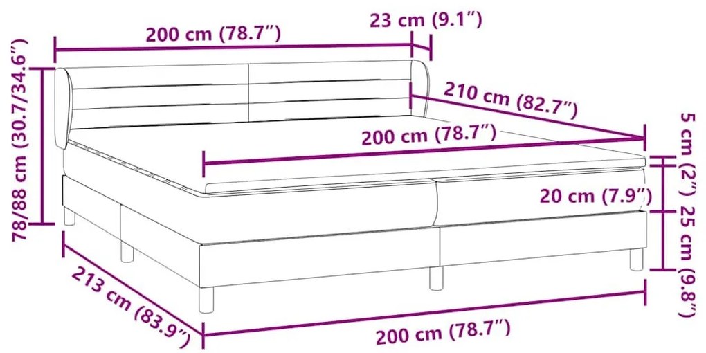 Box Spring Κρεβάτι με στρώματα Σκούρο μπλε 200x210 cm Βελούδινο - Μπλε