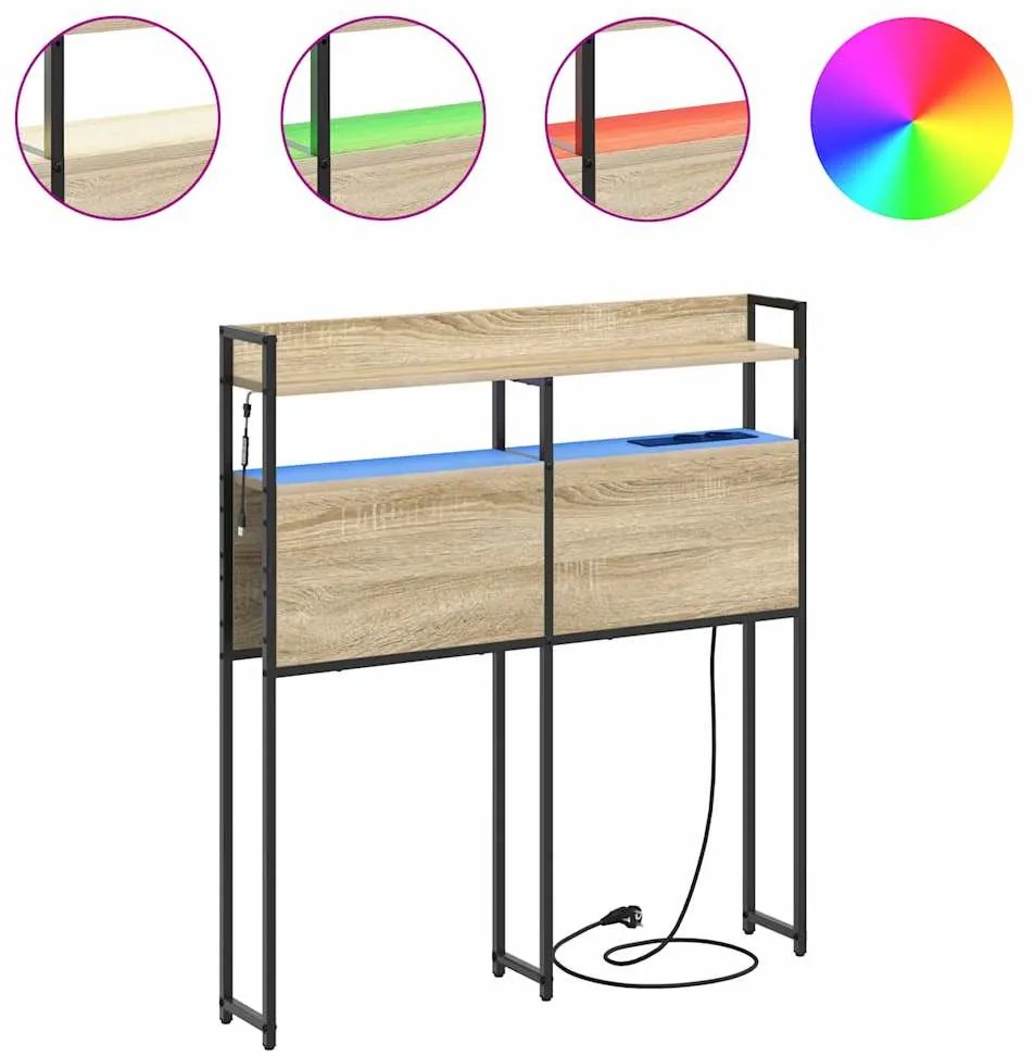 vidaXL Κεφαλάρι με ράφι Sonoma Δρυς 90 cm Επεξεργασμένο ξύλο