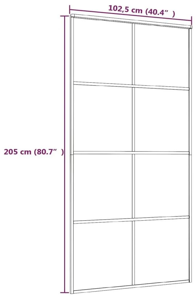 Συρόμενη Πόρτα Μαύρη 102,5 x 205 εκ. από Γυαλί ESG &amp; Αλουμίνιο - Μαύρο