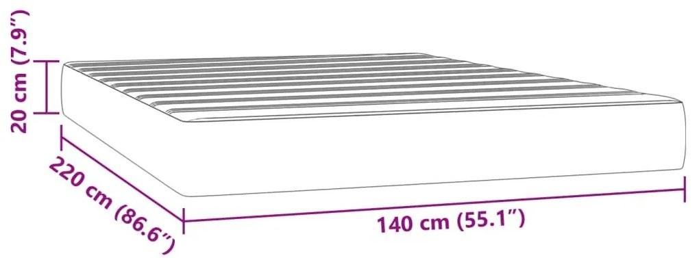 Στρώμα με Pocket Springs Ανοιχτό Γκρι 140x220x20 εκ. Βελούδινο - Γκρι