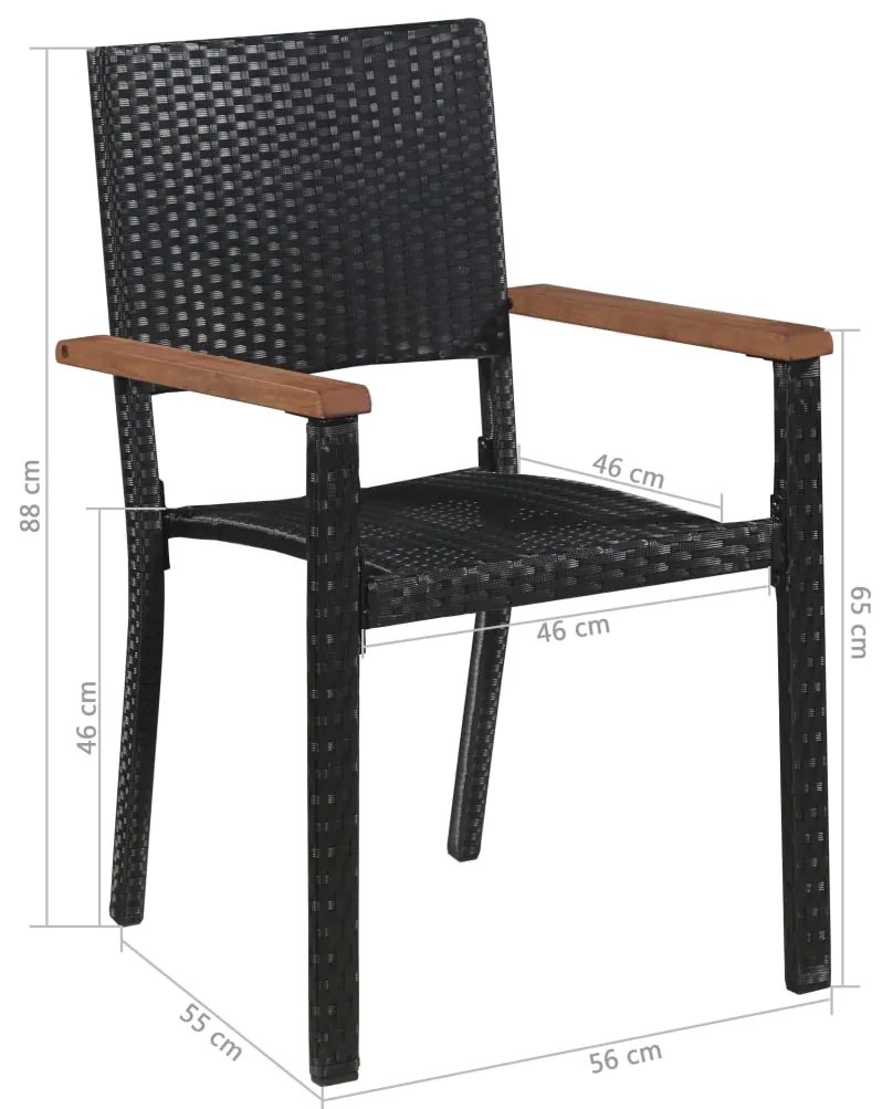 vidaXL Σετ Τραπεζαρίας Εξ. Χώρου 5 τεμ. Μαύρo Συνθ. Ρατάν/Ξύλο Ακακίας