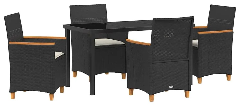 vidaXL Σέτ φαγητού για κήπο 5 pcs Μαύρο συνθετικό ρατάν