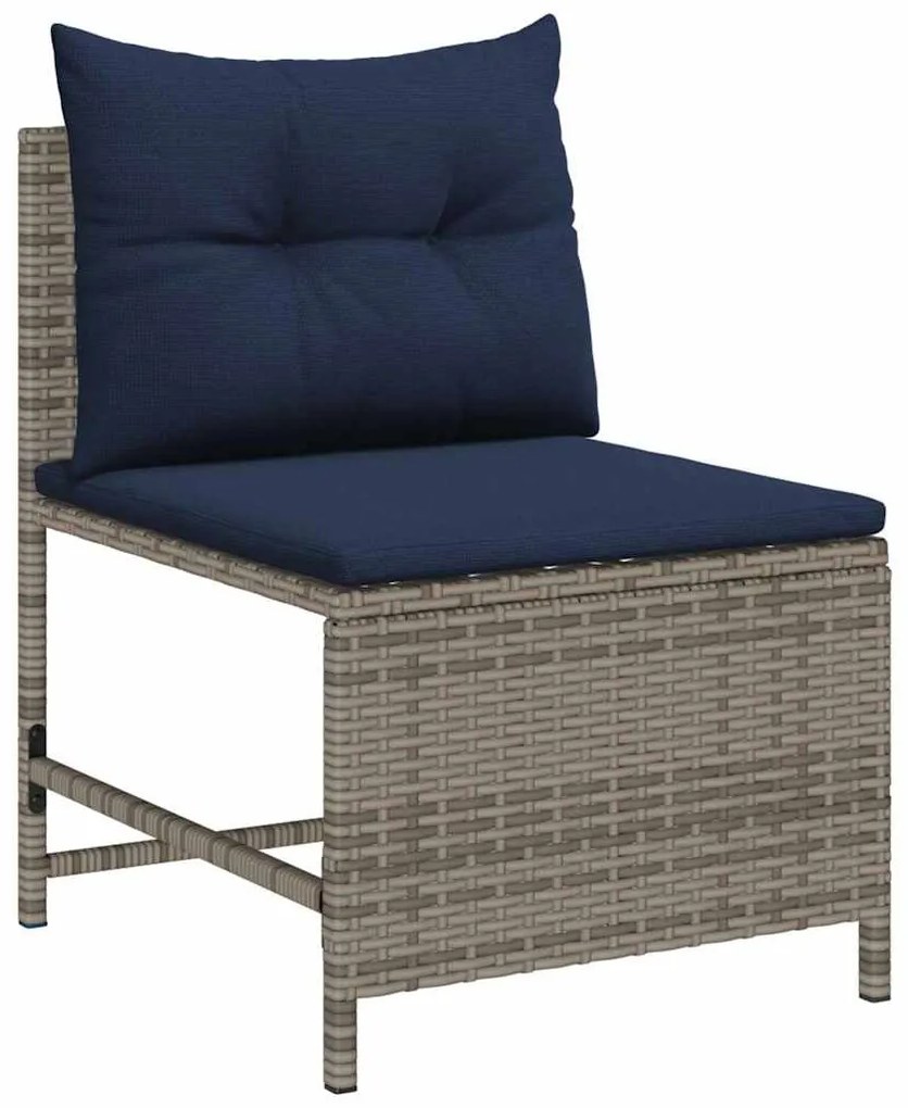 vidaXL Σετ Καναπέ Κήπου 6 pcs Γκρι, ναυτικό μπλε συνθετικό ρατάν
