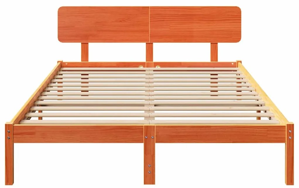 vidaXL Σκελετός Κρεβατιού Κερωτό καφέ 140 x 200 cm Μασίφ ξύλο πεύκου