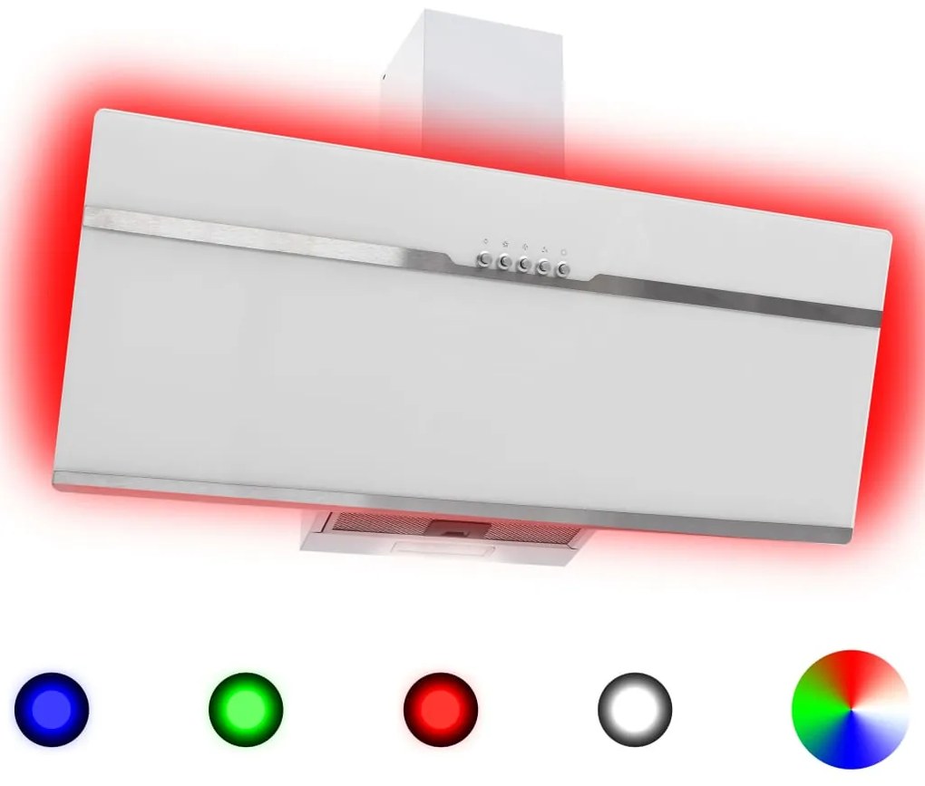vidaXL Απορροφητήρας Τοίχου RGB LED 90 εκ. Ανοξ. Ατσάλι & Ψημένο Γυαλί