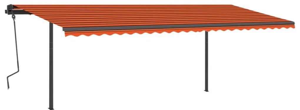 vidaXL Τέντα Αυτόματη με LED & Αισθητήρα Ανέμου Πορτοκαλί/Καφέ 6x3 μ.
