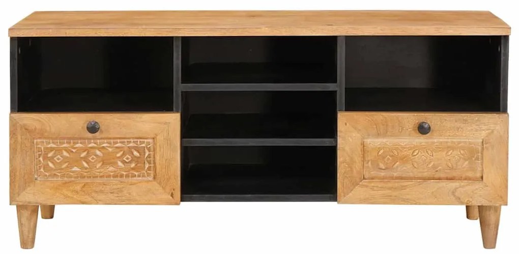 vidaXL Ντουλάπι TV Ανοιχτό καφέ 100 x 33 x 46 εκ Μασίφ ξύλο μάνγκο
