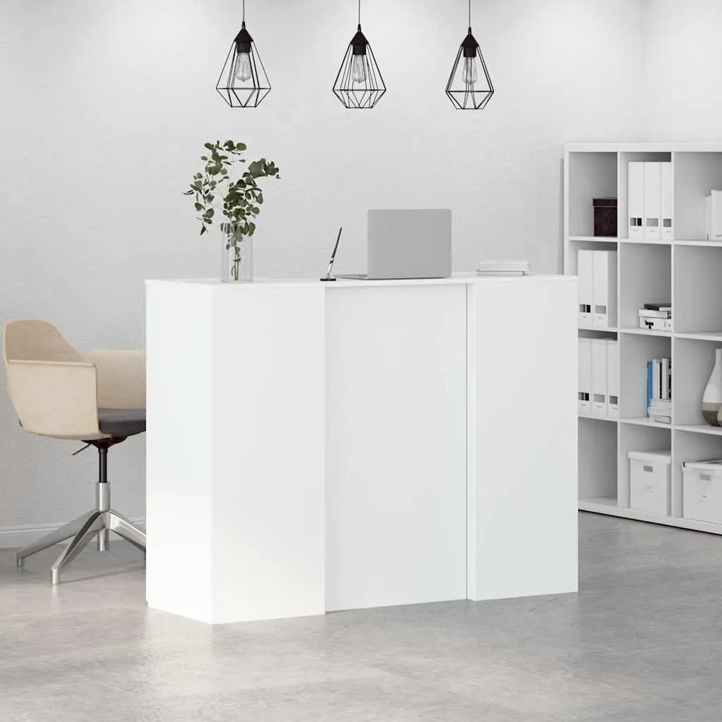 vidaXL Γραφείο υποδοχής Λευκό 135x50x103,5 cm Κατασκευασμένο ξύλο