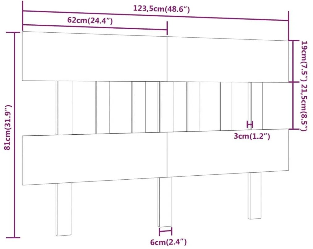 Κεφαλάρι Κρεβατιού μαύρος 123,5x3x81 εκ. Μασίφ Ξύλο Πεύκου - Μαύρο