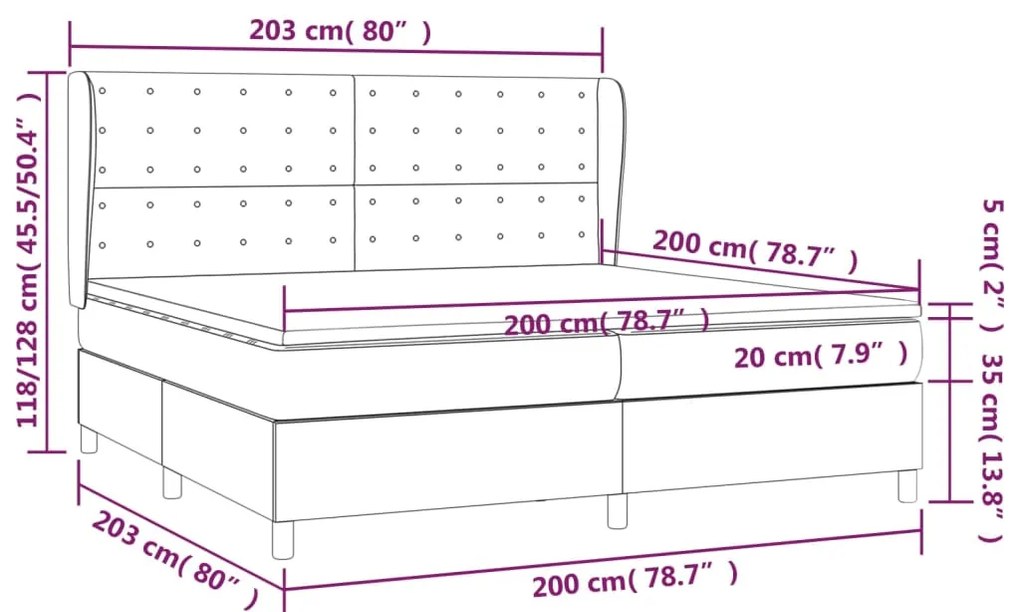 vidaXL Κρεβάτι Boxspring με Στρώμα Σκούρο Καφέ 200x200 εκ. Υφασμάτινο