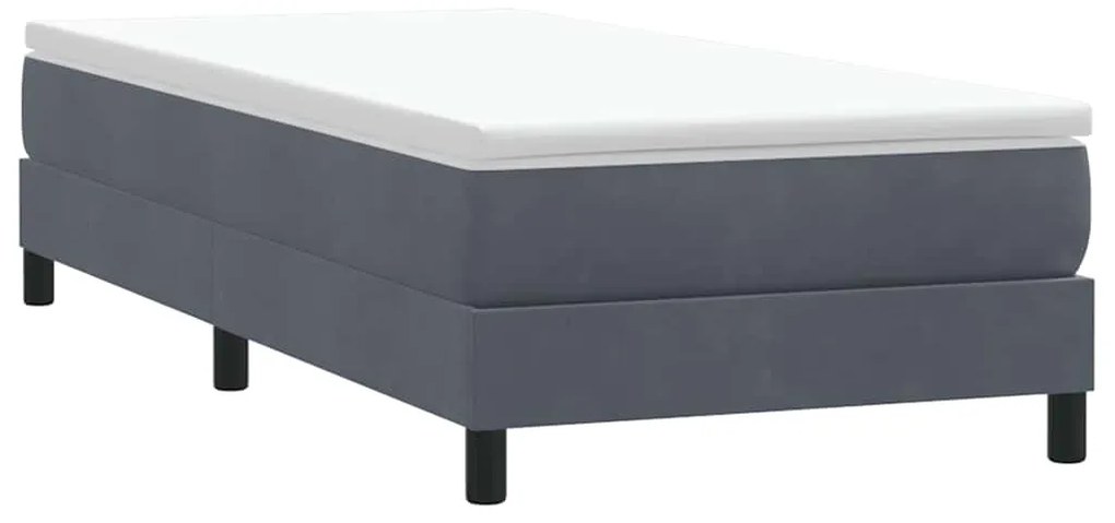 vidaXL Κρεβάτι Boxspring με Στρώμα Σκούρο Γκρι 90x220 εκ. Βελούδινο