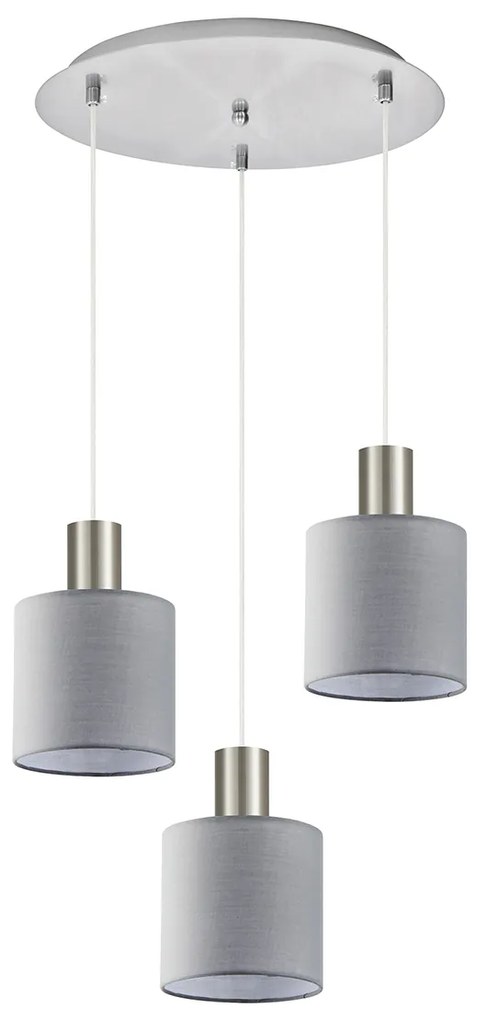 SE21-NM-4-3NM-SH2 ADEPT TUBE Nickel Matt Pendant Grey Fabric Shade+ HOMELIGHTING 77-8425