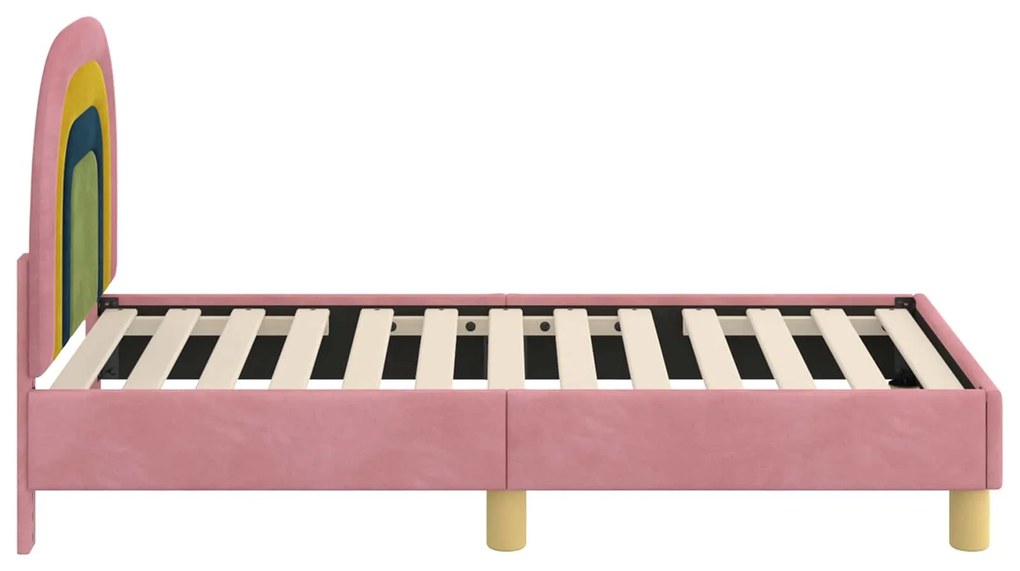 vidaXL Κρεβατική βάση για παιδιά με προσκέφαλο Ροζ 70 x 140 cm Βελούδο