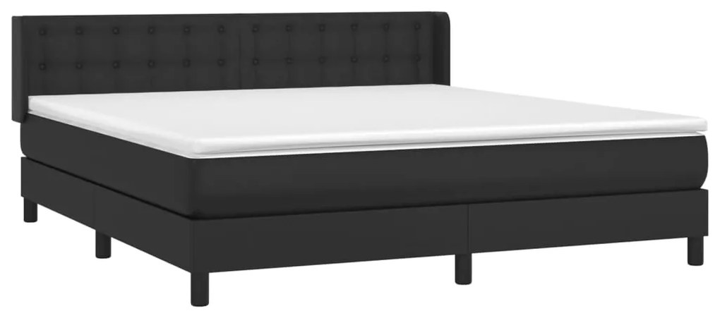 vidaXL Κρεβάτι Boxspring με Στρώμα Μαύρο 180x200εκ.από Συνθετικό Δέρμα