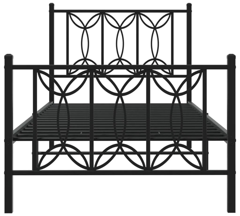 Πλαίσιο Κρεβατιού με Κεφαλάρι&amp;Ποδαρικό Μαύρο 90x200 εκ. Μέταλλο - Μαύρο
