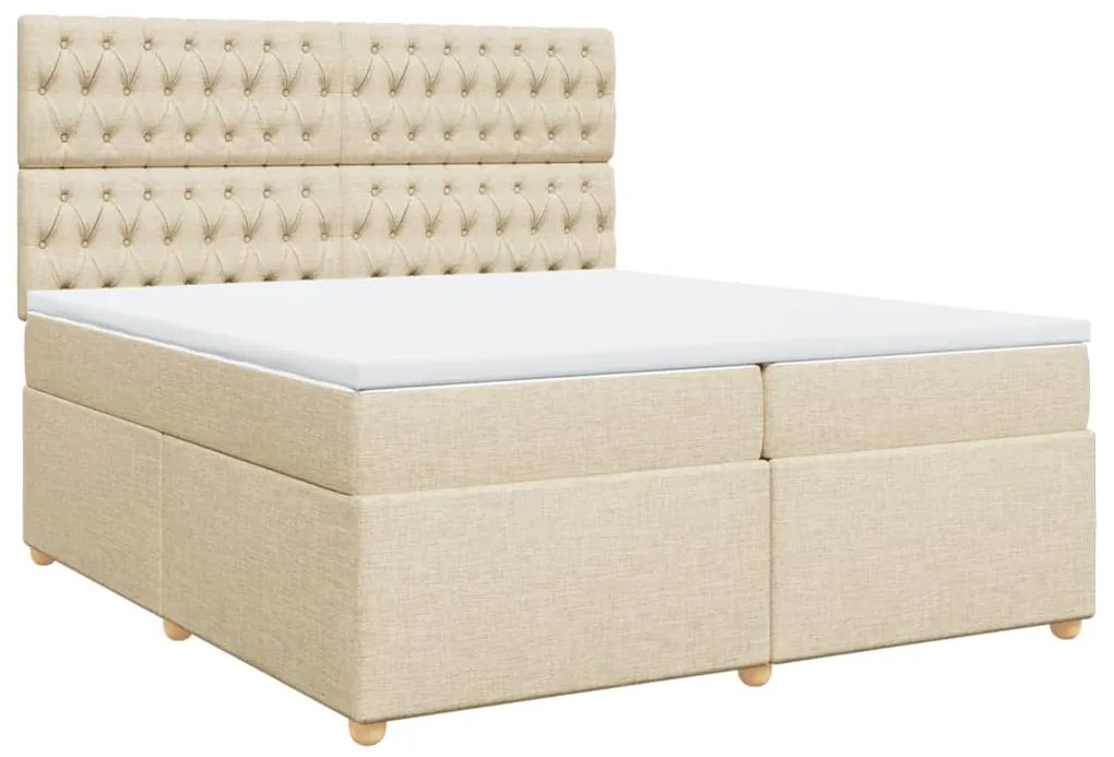 ΚΡΕΒΑΤΙ BOXSPRING ΜΕ ΣΤΡΩΜΑ ΚΡΕΜ 200X200 ΕΚ. ΥΦΑΣΜΑΤΙΝΟ 3293699