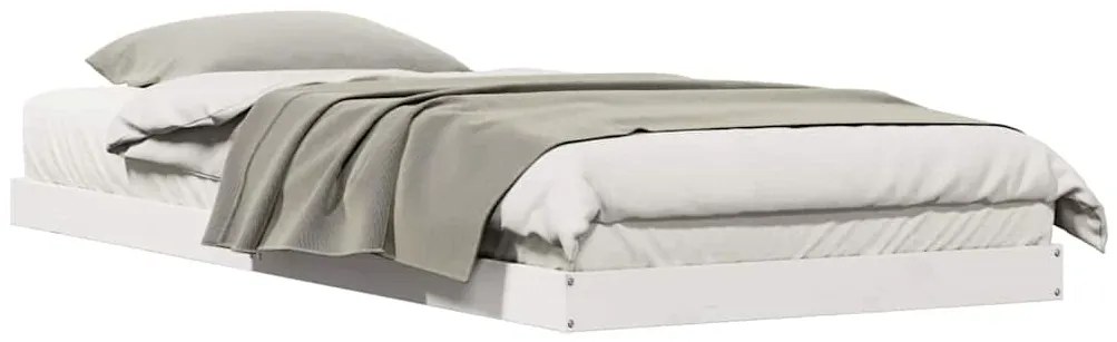 vidaXL Κρεβάτι δαπέδου Λευκό 90 x 220 cm Μασίφ ξύλο πεύκου
