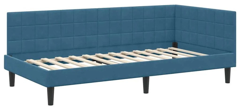 vidaXL Κρεβάτι Γωνίας με κεφαλάρι Μπλε 100 εκ x 200 εκ Βελούδο