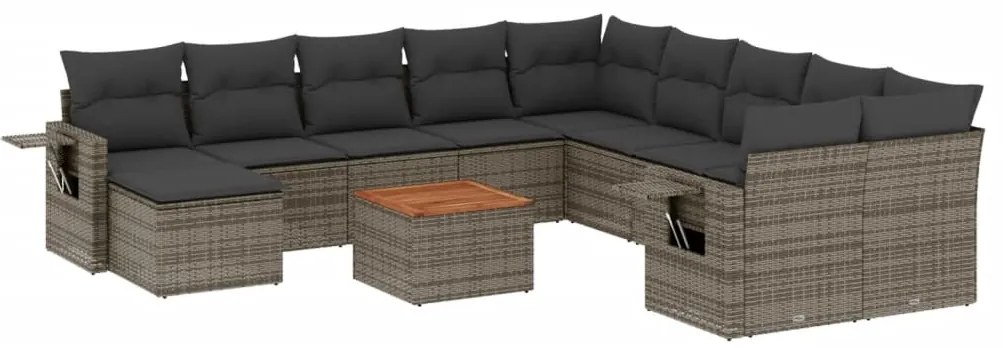 vidaXL Σαλόνι Κήπου 12 Τεμαχίων Γκρι από Συνθετικό Ρατάν με Μαξιλάρια