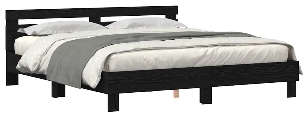 vidaXL Σκελετός Κρεβατιού Μαύρη δρυς 180 x 200 cm Επεξεργασμένο ξύλο