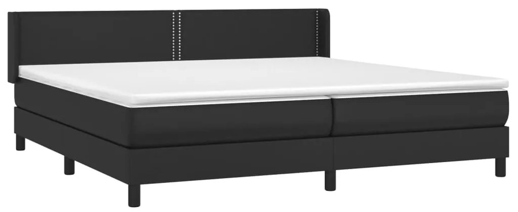 vidaXL Κρεβάτι Boxspring με Στρώμα Μαύρο 200x200 εκ. Συνθετικό Δέρμα