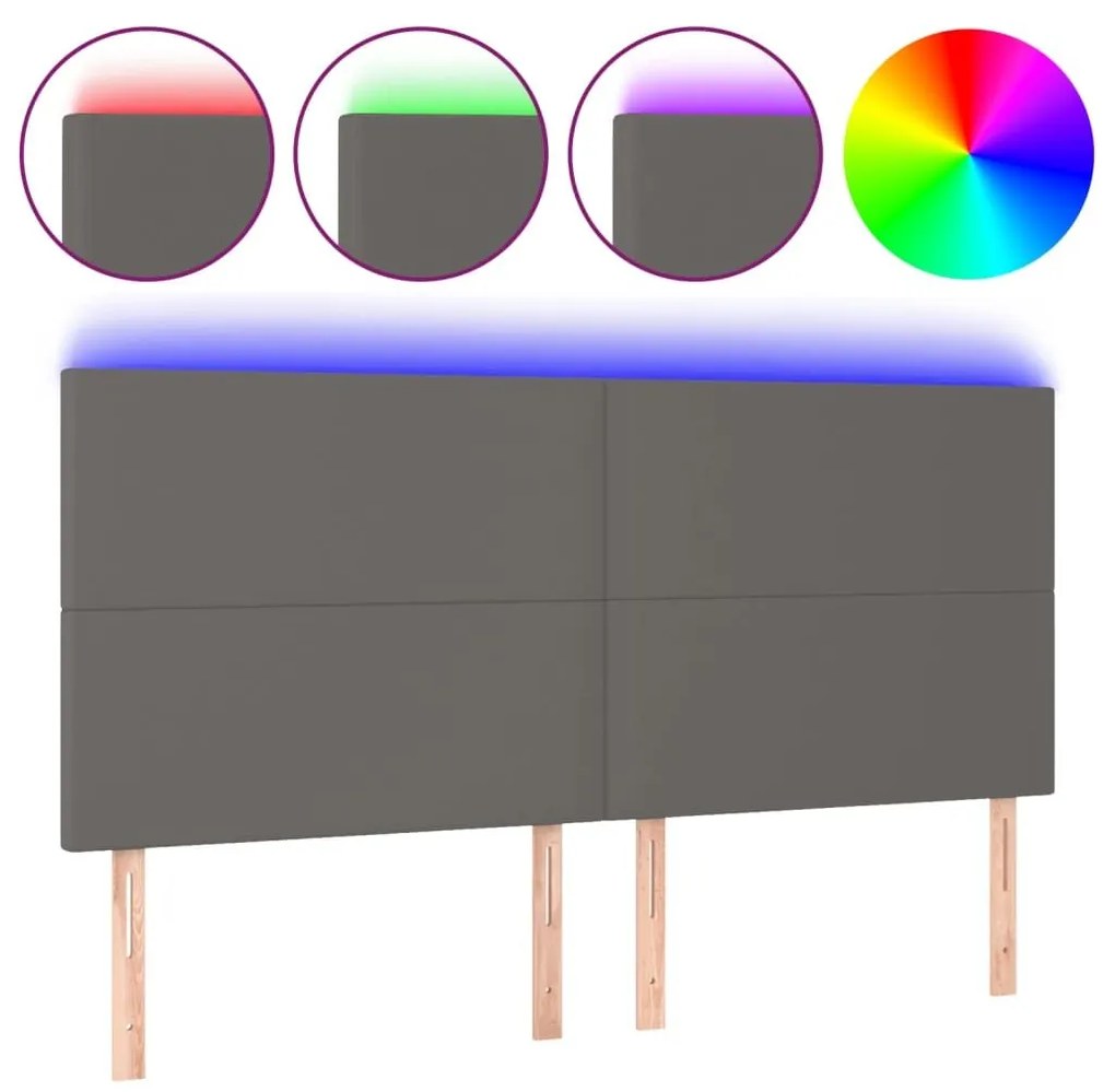 Κεφαλάρι Κρεβατιού LED Γκρι 160x5x118/128 εκ - Γκρι