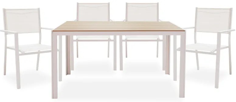 Intrahome Τραπεζαρία Zacreta-Nares σετ 5τεμ Intrahome λευκό-φυσικό 140x80x72.5εκ | SKU: INTRAPA-263111117