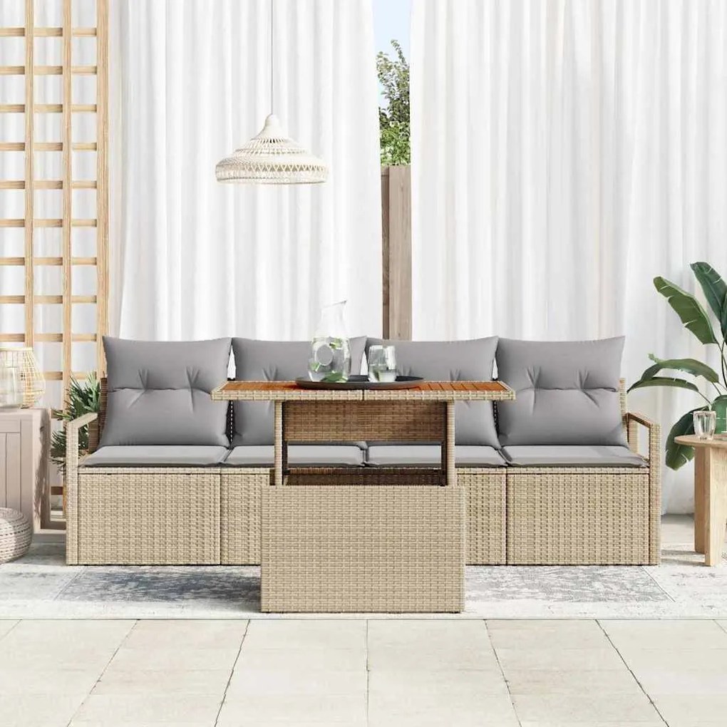 vidaXL Σετ Καναπέ Κήπου 5 pcs μπεζ και ανοιχτό γκρι 100 x 55 x 73 εκ