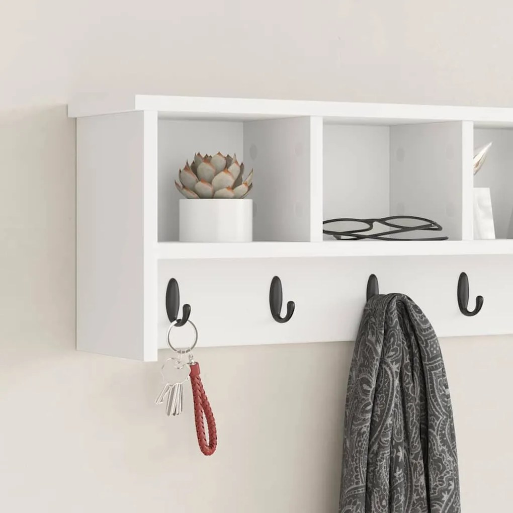 vidaXL Τοίχου Κρεμάστρα Λευκό 100 x 16 x 26 εκ Επεξεργασμένο ξύλο