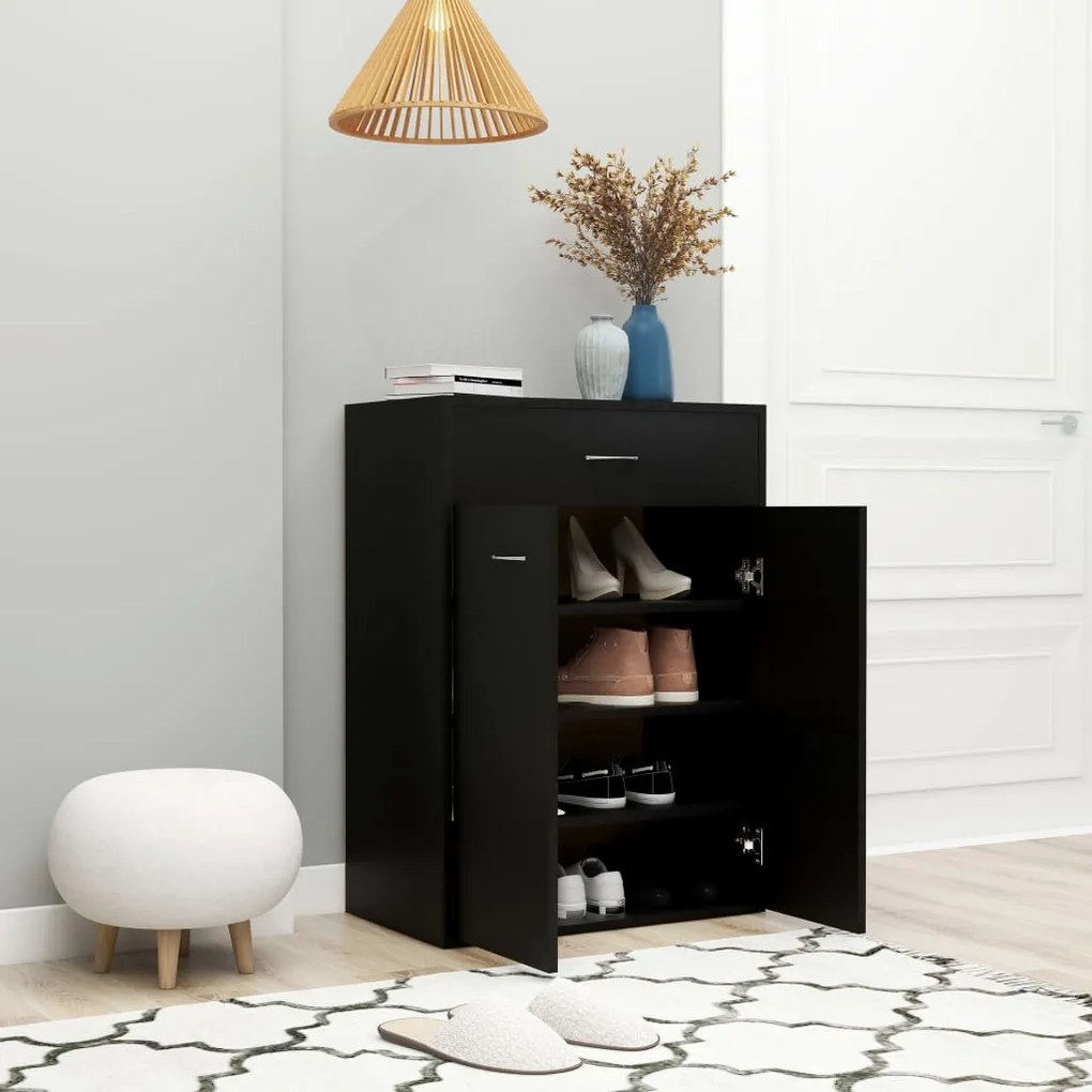 vidaXL Παπουτσοθήκη Μαύρη 60 x 35 x 84 εκ. από Επεξ. Ξύλο