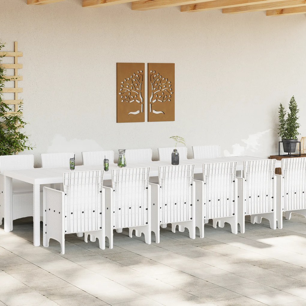 vidaXL Σετ Τραπεζαρίας Κήπου 13 pcs Λευκό Μεγάλο, 12 θέσεων Πλαστικό