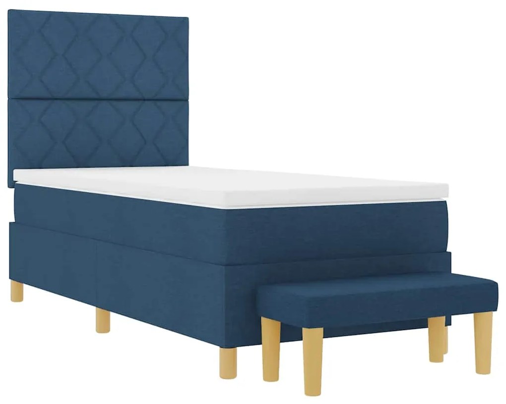 vidaXL Κρεβάτι με ελατήρια με στρώμα Μπλε 100 x 200 cm ύφασμα
