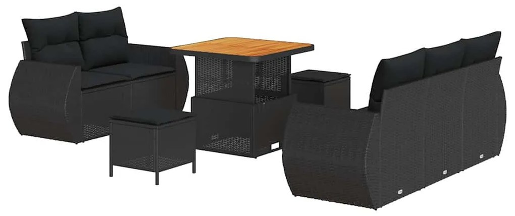 vidaXL Σετ Καναπέ Κήπου 8 pcs Μαύρο συνθετικό ρατάν