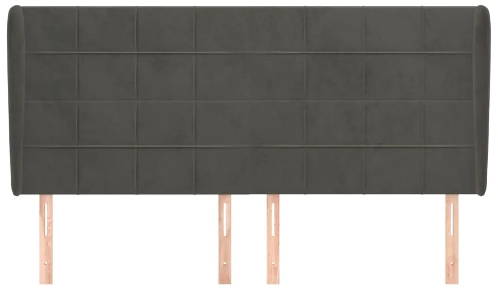 Κεφαλάρι με Πτερύγια Σκούρο Γκρι 163x23x118/128 εκ. Βελούδινο 3118011