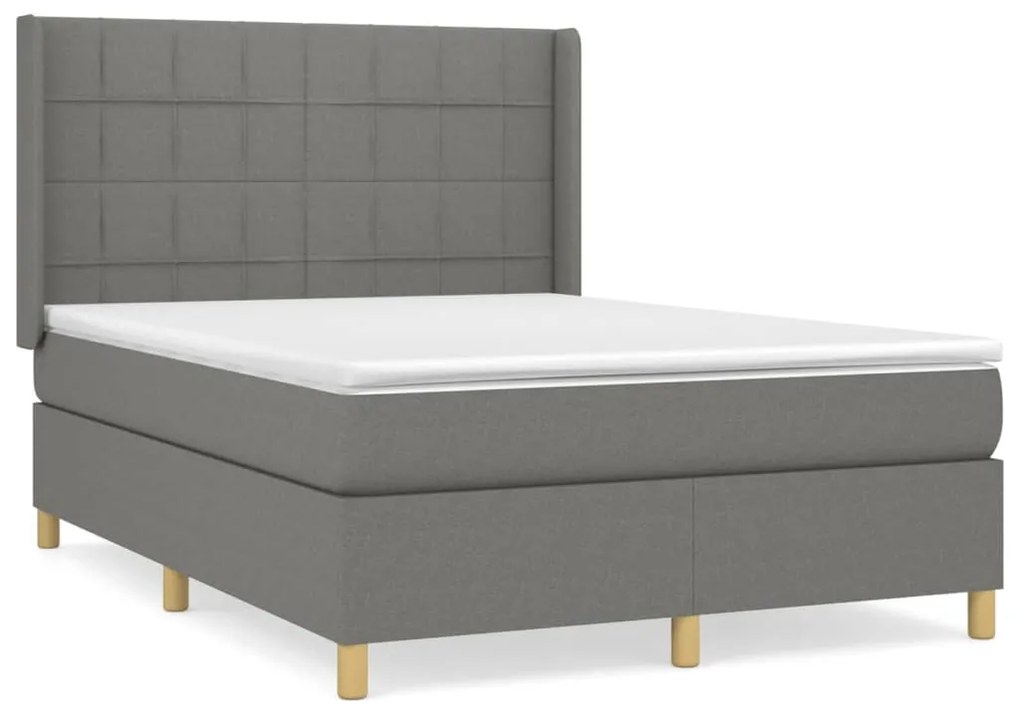 ΚΡΕΒΑΤΙ BOXSPRING ΜΕ ΣΤΡΩΜΑ ΣΚΟΥΡΟ ΓΚΡΙ 140X190 ΕΚ. ΥΦΑΣΜΑΤΙΝΟ 3131986