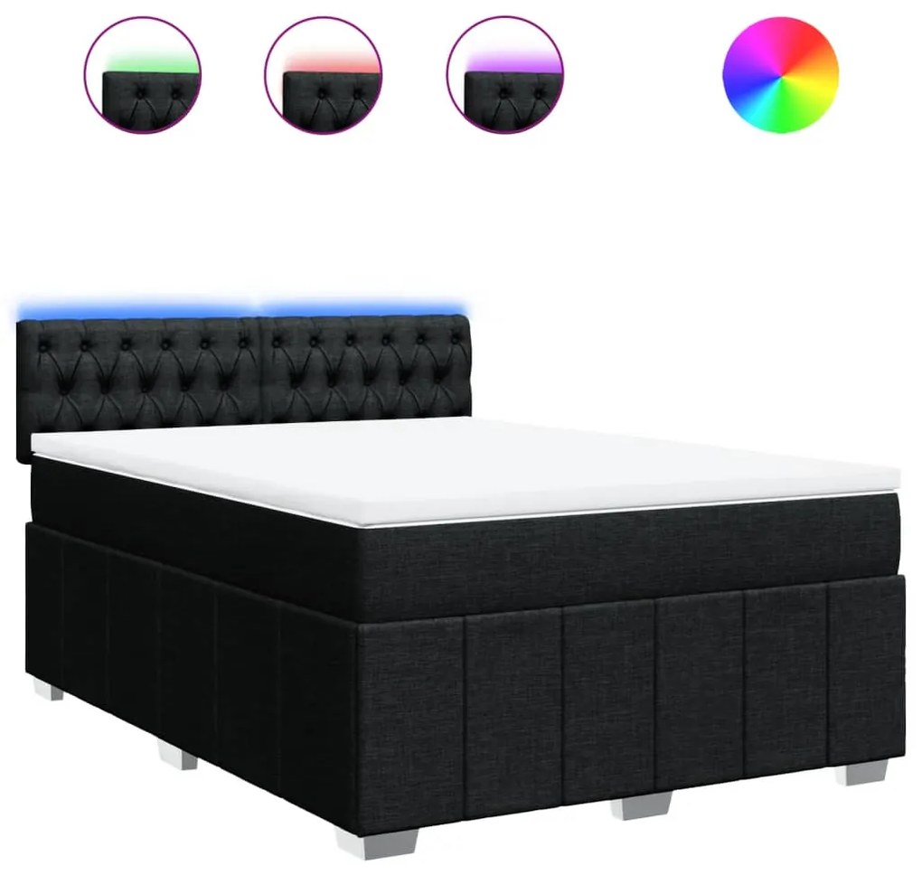 vidaXL Κρεβάτι Boxspring με Στρώμα Μαύρο 160x200 εκ. Υφασμάτινο